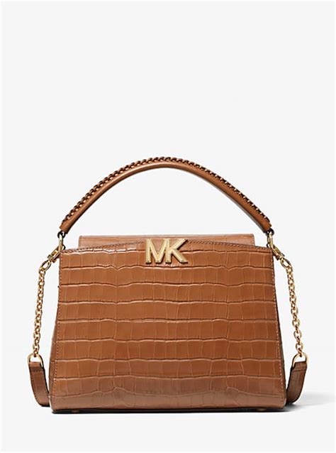 michael michael kors karlie medium crocodile embossed leather satchel|Karlie Medium Crocodile Embossed Leather Satchel .